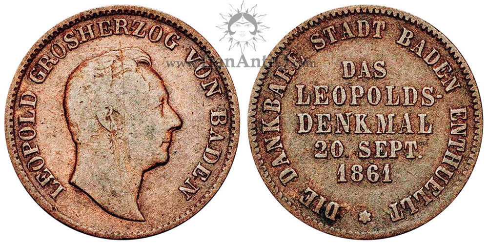 سکه 1 کروزر فردریش ویلهلم لودویگ از بادن - یادبود لئوپولد