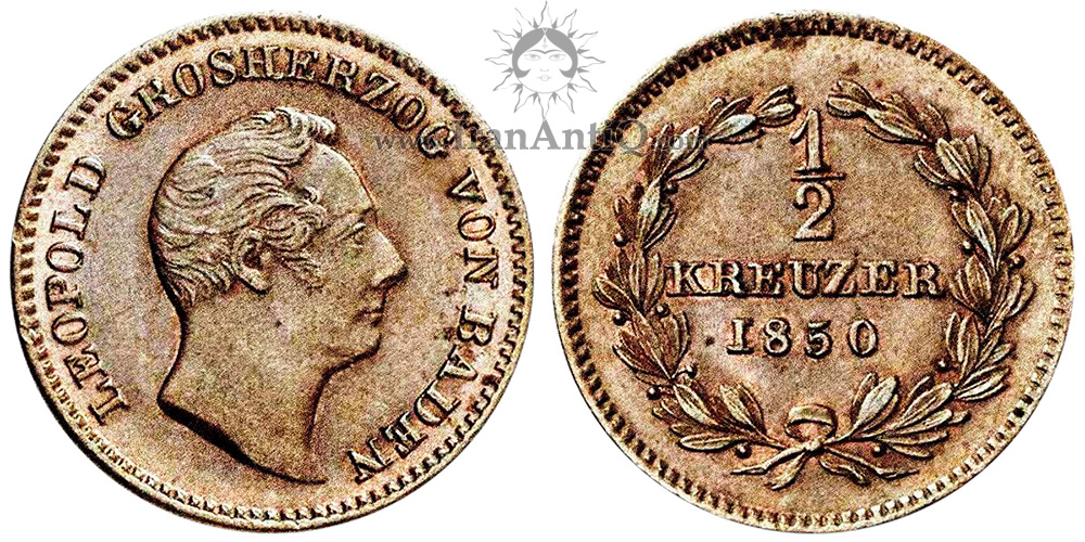 سکه 1/2 کروزر لئوپولد یکم از بادن - سایز بزرگ