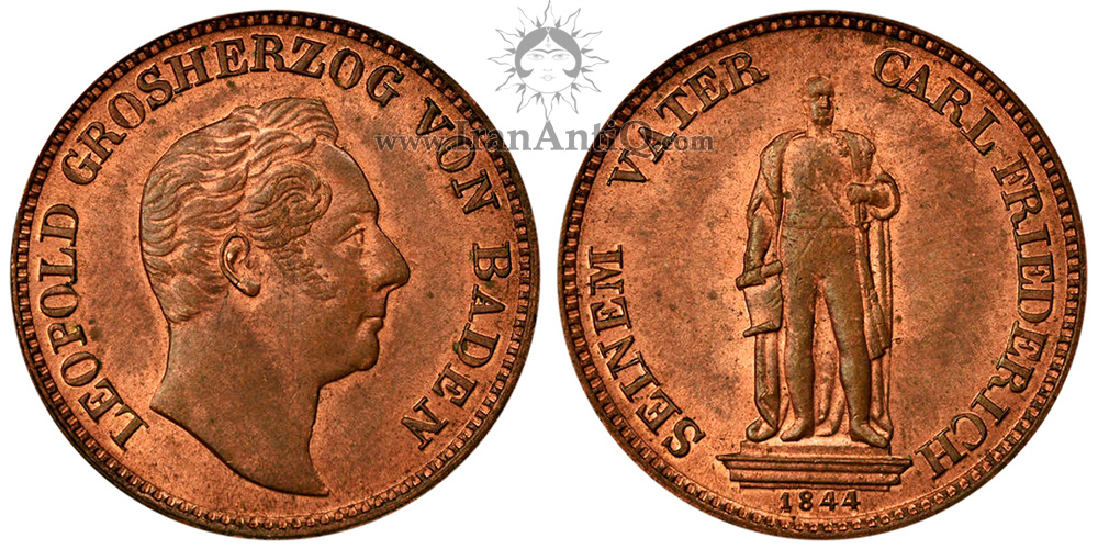 سکه 1 کروزر لئوپولد یکم از بادن - تندیس کارل فردریش