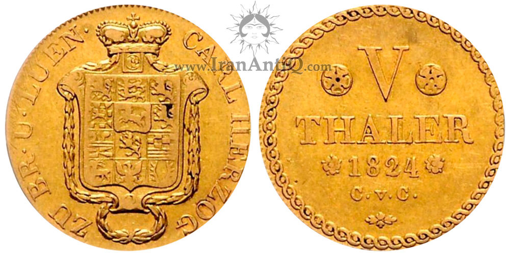 5 تالر طلا کارل دوم از برانشوایگ-ولفنبوتل - تیپ سه