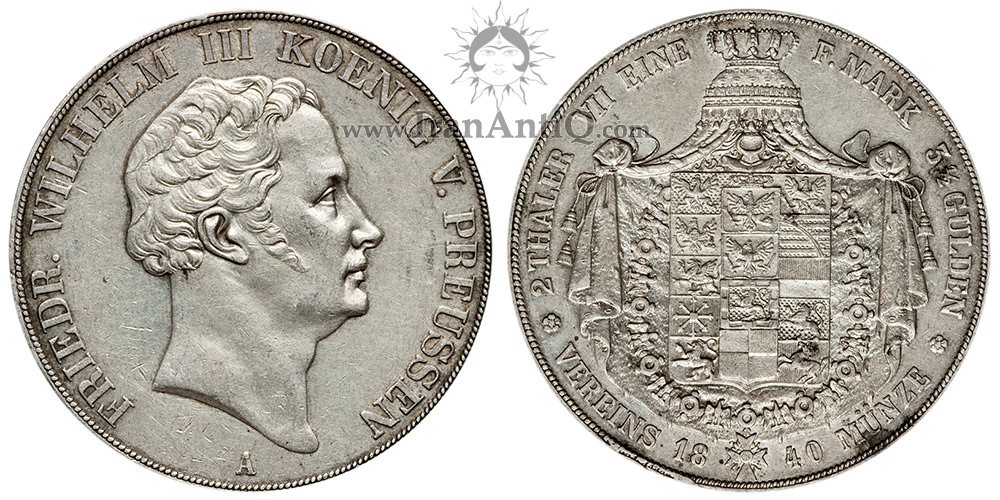 سکه 2 تالر (3-1/2 گلدن) فردریش ویلهلم سوم