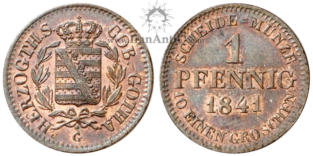 سکه 1 فینیگ ارنست آنتون - نشان تاجدار در تاج برگ