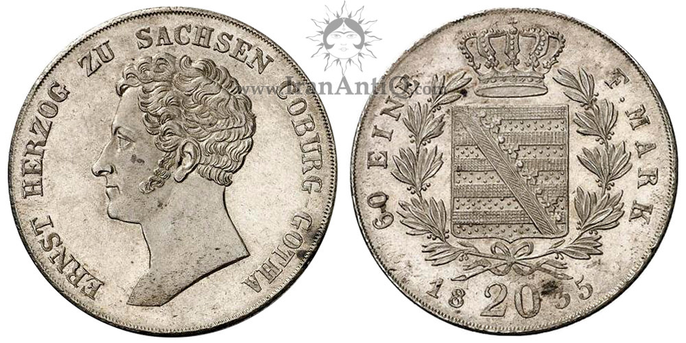 سکه 20 کروزر ارنست آنتون - نیمرخ پادشاه