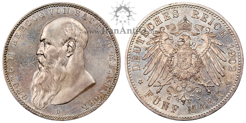 سکه 5 مارک گئورگ دوم - نیمرخ پادشاه به چپ