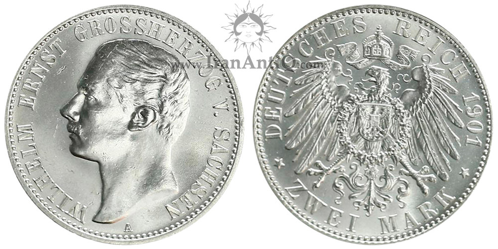 سکه 2 مارک ویلهلم ارنست - نیمرخ پادشاه