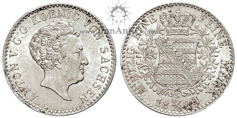 سکه 1/6 تالر آنتون - نیمرخ پیر پادشاه