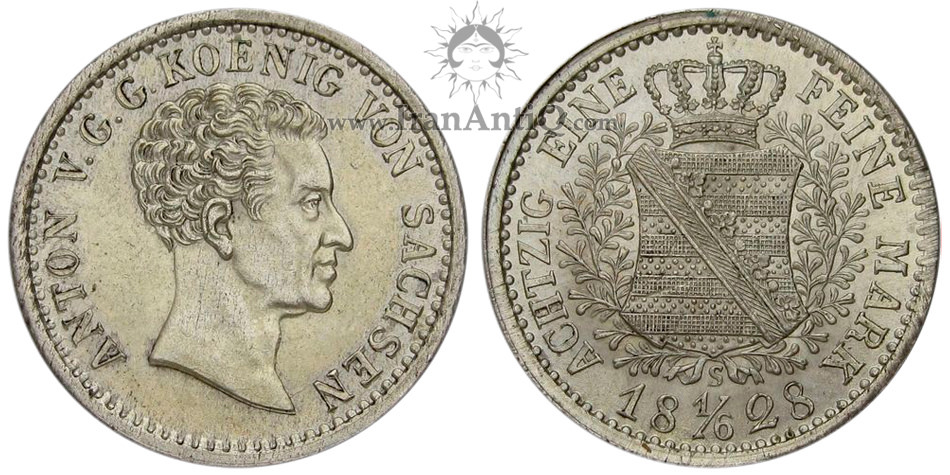 سکه 1/6 تالر آنتون - نیمرخ جوان پادشاه