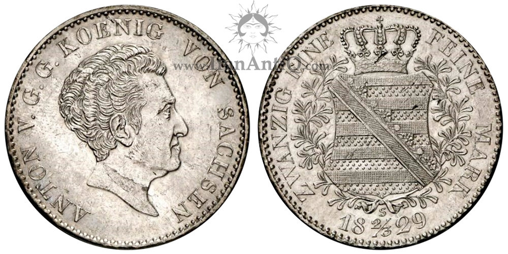 سکه 2/3 تالر آنتون - نیمرخ پیر پادشاه