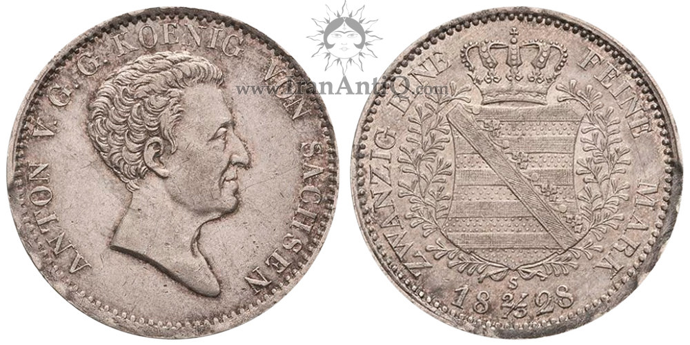 سکه 2/3 تالر آنتون - نیمرخ جوان پادشاه