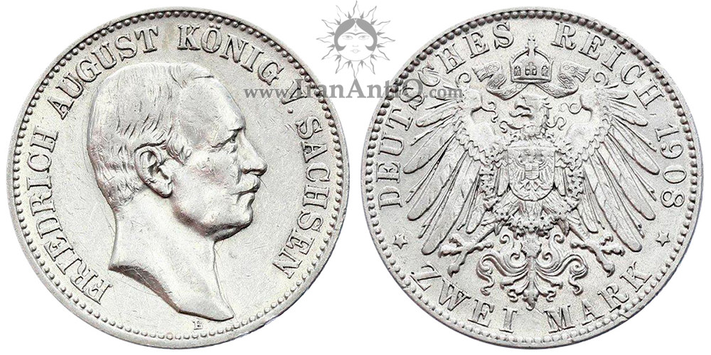 سکه 2 مارک فردریش آگوست سوم - نیمرخ پادشاه