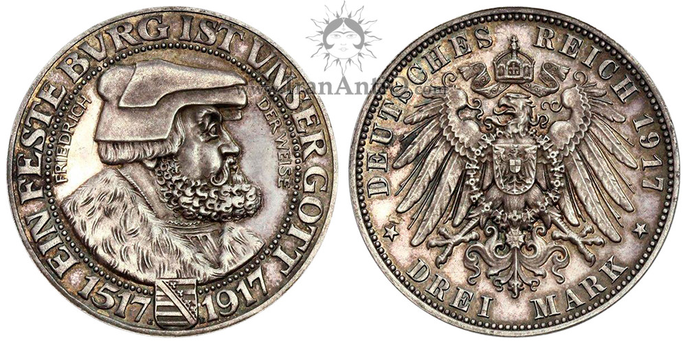 سکه 3 مارک فردریش آگوست سوم - پادشاه با کلاه