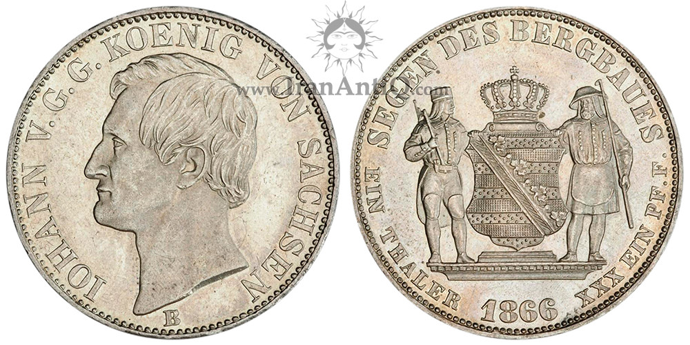 سکه 1 تالر یوهان - نشان تاجدار با دو سرباز
