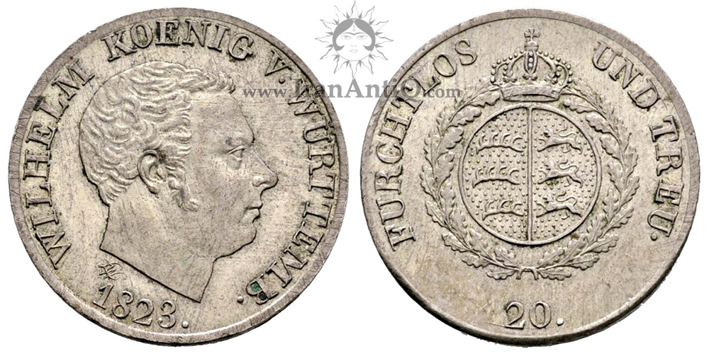 سکه 20 کروزر ویلهلم یکم - نشان ورتمبرگ