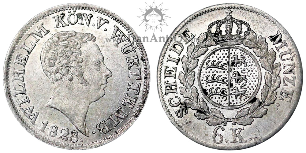 سکه 6 کروزر ویلهلم یکم - نیمرخ پادشاه-تیپ یک