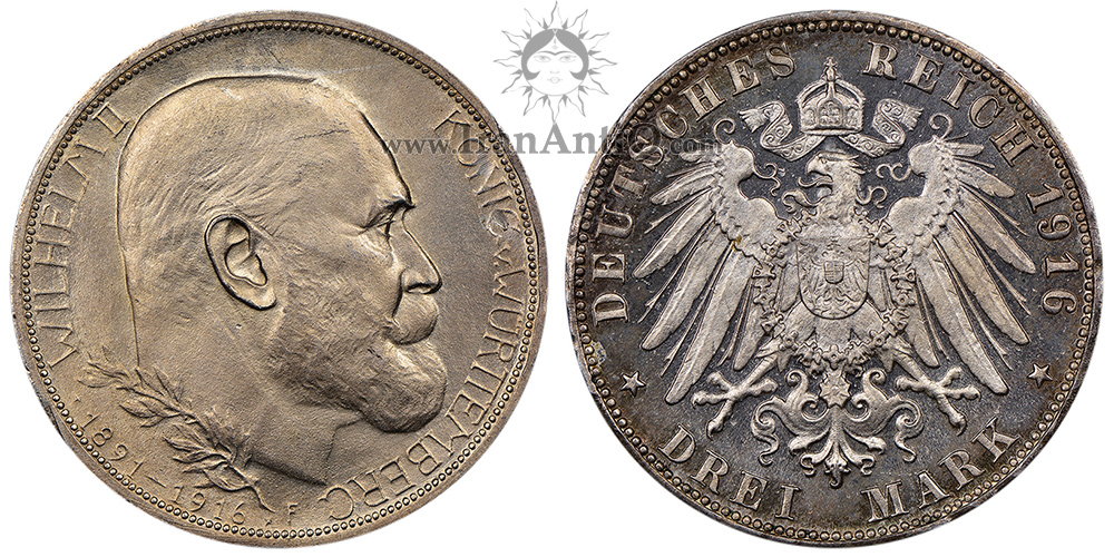 سکه 3 مارک ویلهلم دوم - بیست و پنجمین سال سلطنت