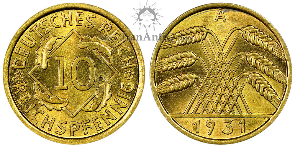 سکه 10 رایش فینیگ جمهوری وایمار