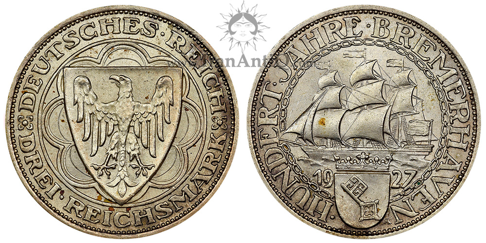 سکه 3 رایش مارک جمهوری وایمار - برمرهافن