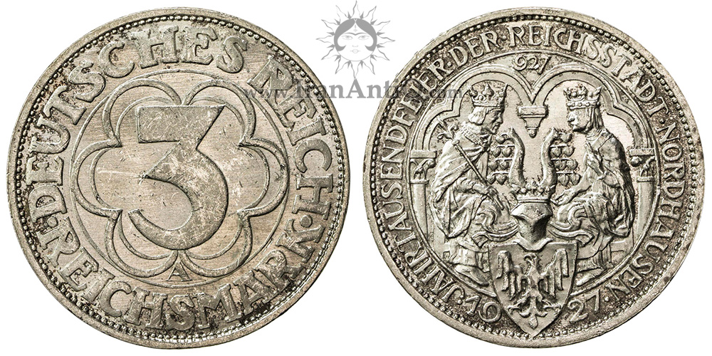 سکه 3 رایش مارک جمهوری وایمار - نوردهاوزن