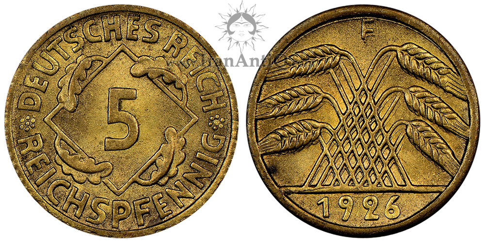 سکه 5 رایش فینیگ جمهوری وایمار