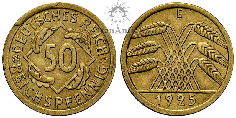 سکه 50 رایش فینیگ جمهوری وایمار - گندم