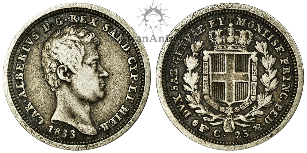 سکه 25 سنتسیمو کارلو آلبرتو