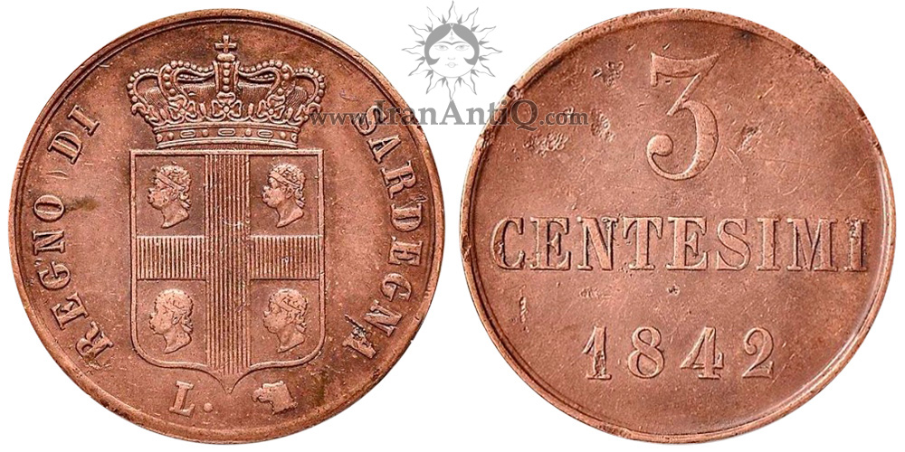 سکه 3 سنتسیمو کارلو آلبرتو