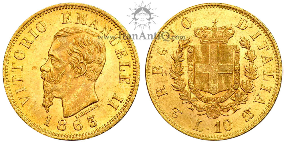 سکه 10 لیره طلا ویکتور امانوئل دوم - پادشاهی ایتالیا