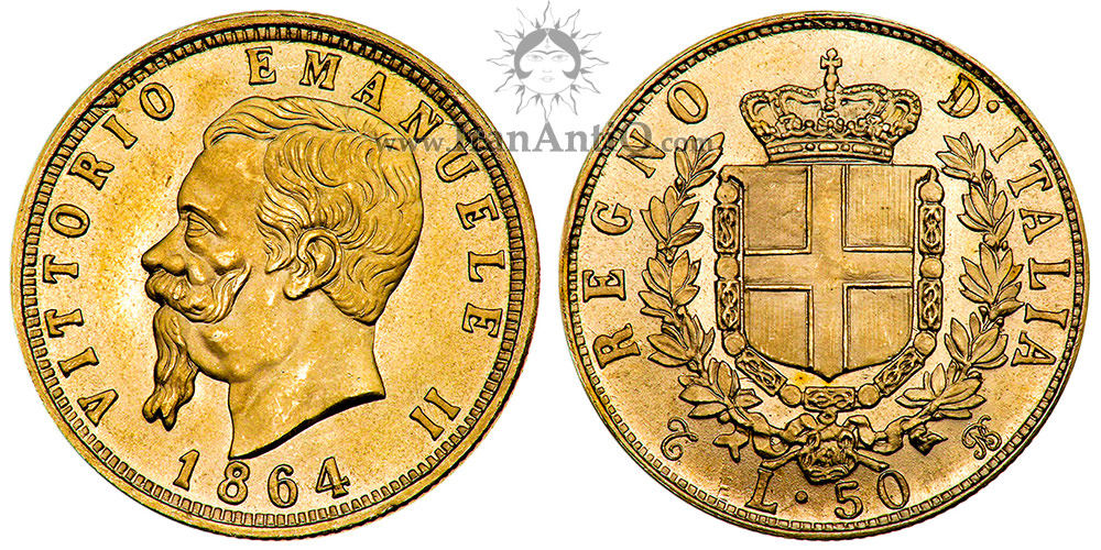 سکه 50 لیره طلا ویکتور امانوئل دوم - پادشاهی ایتالیا