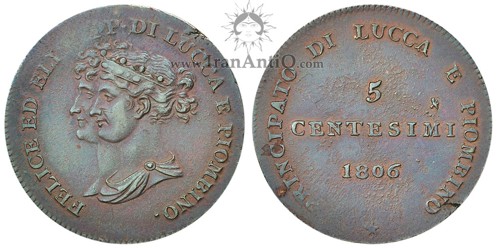 سکه 5 سنتسیمو الیزا بناپارت و فلیچه باچیوکی