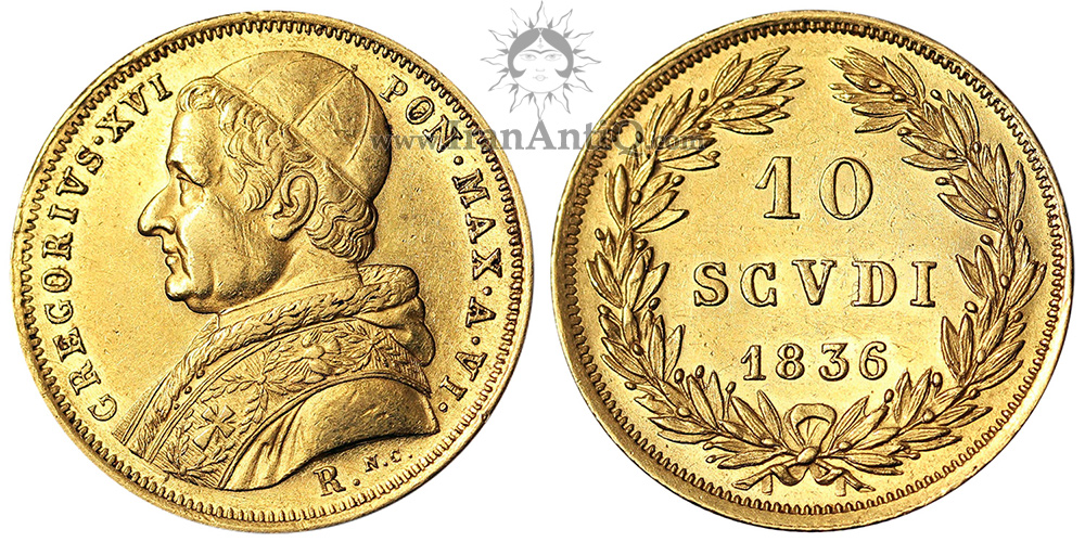سکه 10 اسکودو طلا گریگوری شانزدهم