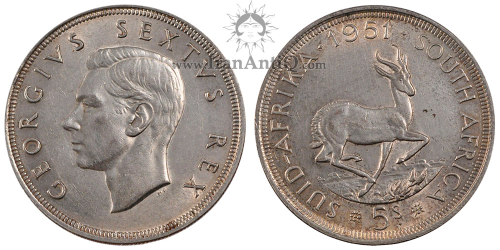 سکه 5 شیلینگ جرج ششم - غزال آفریقایی