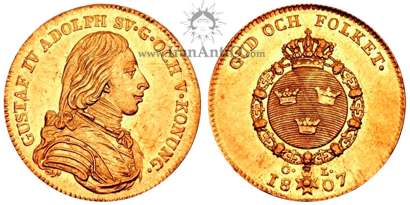 1 دوکات طلا نشان سلطنتی کوچک بدون ستاره درخشان - گوستاو چهارم آدولف