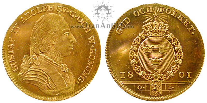 1 دوکات طلا نشان سلطنتی کوچک با ستاره درخشان - گوستاو چهارم آدولف