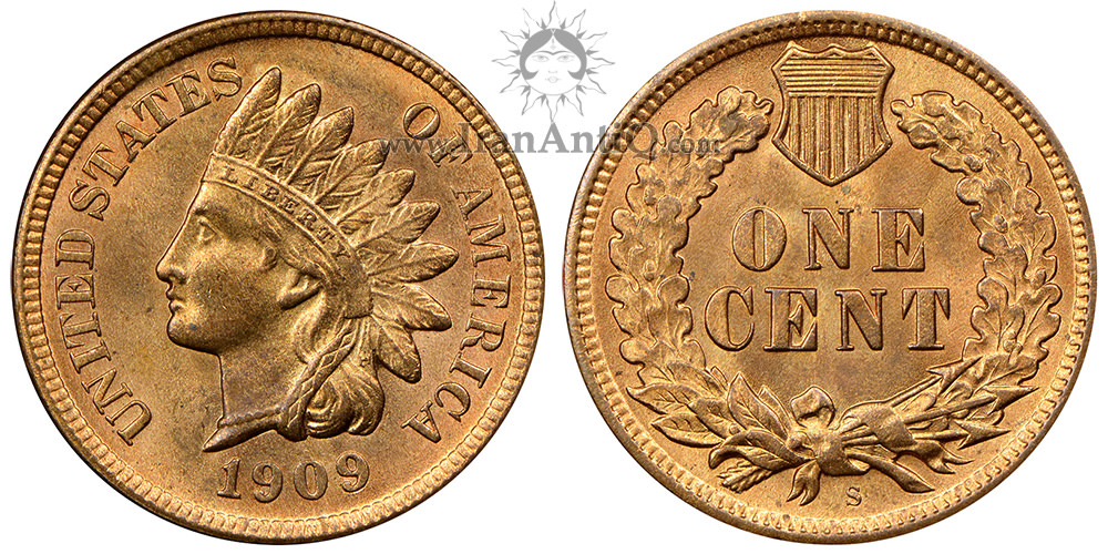 سکه سنت سرخپوستی - سپر - Indian Head One Cent - Shield