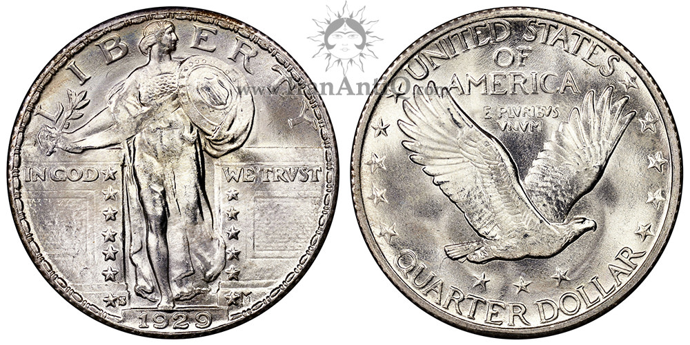 سکه کوارتر نماد آزادی ایستاده - نوع دو - Standing Liberty Quarter Dollar - Type 2