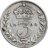 سکه 3 پنس 1908 ادوارد هفتم - VF30 - انگلستان