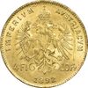 سکه 10 فرانک (4 فلورین) 1892 فرانتس یوزف یکم (طلا) - MS64 - اتریش