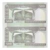 اسکناس 500 ریال (نوربخش - عادلی) امضاء کوچک - شماره کوچک - جفت - UNC62 - جمهوری اسلامی