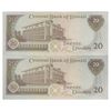 اسکناس 20 دینار 1968 (1980-1991) جابر احمد الصباح - جفت - UNC61 - کویت