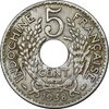 سکه 5 سانتیم 1938 جمهوری سوم - EF40 - هندوچین فرانسه