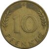 سکه 10 فینیگ 1949D جمهوری فدرال - EF40 - آلمان