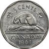 سکه 5 سنت 1961 الیزابت دوم - AU55 - کانادا