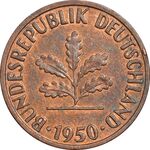 سکه 1 فینیگ 1950J جمهوری فدرال - EF45 - آلمان