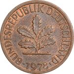 سکه 1 فینیگ 1978G جمهوری فدرال - AU50 - آلمان