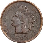 سکه 1 سنت 1902 سرخپوستی - EF40 - آمریکا