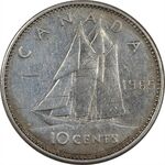 سکه 10 سنت 1965 الیزابت دوم - EF40 - کانادا