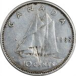 سکه 10 سنت 1966 الیزابت دوم - EF40 - کانادا