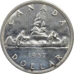 سکه 1 دلار 1957 الیزابت دوم - AU58 - کانادا