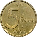 سکه 5 فرانک 1996 آلبرت دوم (نوشته آلمانی) - EF45 - بلژیک