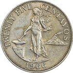 سکه 25 سنتاوو 1966 جمهوری - EF40 - فیلیپین